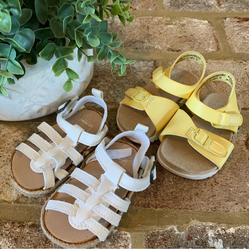 Carter's | BUNDLE | White & Yellow Baby Girl Sandals | 3